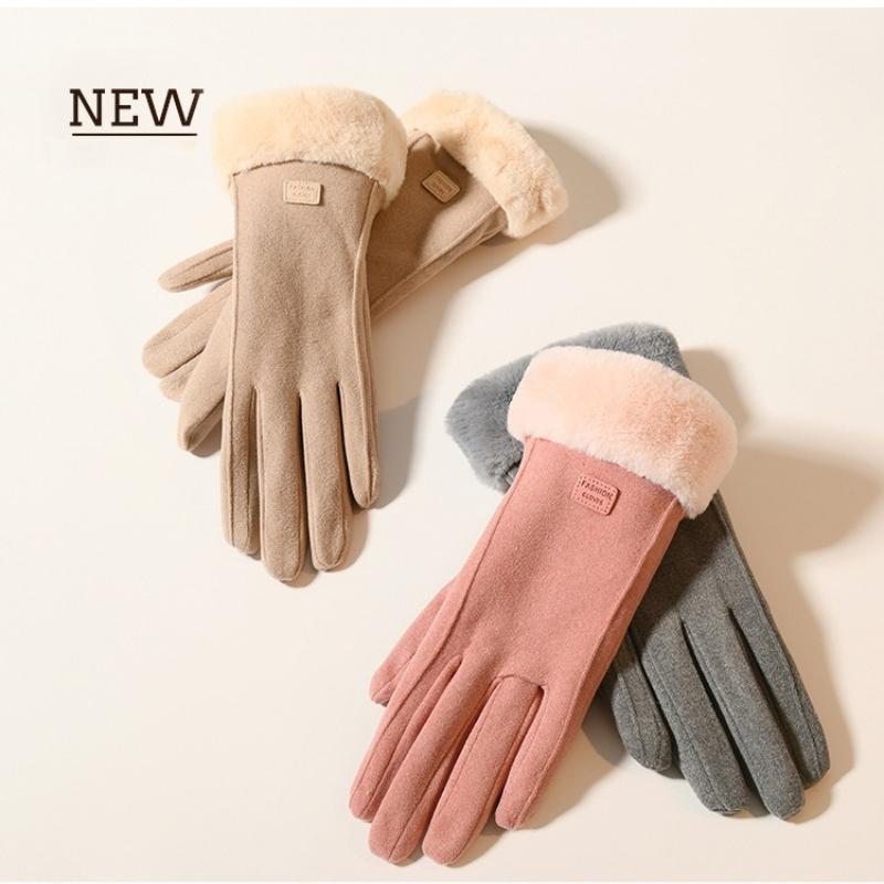 Женские перчатки для сенсорных экранов, модные, осенне-зимние, теплые, тонкие, кашемировые, однотонные, для езды на велосипеде, элегантные, ветрозащитные перчатки