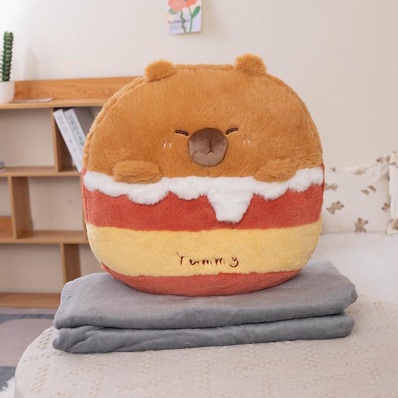 40cm Cartoon Animal Backpack Plush Panda Dog Penguin Capybara Toys Pillow With Blanket Stuffed Birthday Gift Girls Kid's Present