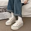 Women's Wide Canvas Sneakers Slip-on Canvas Shoes Mules Slide Sneakers Backless with Wide Toe Box