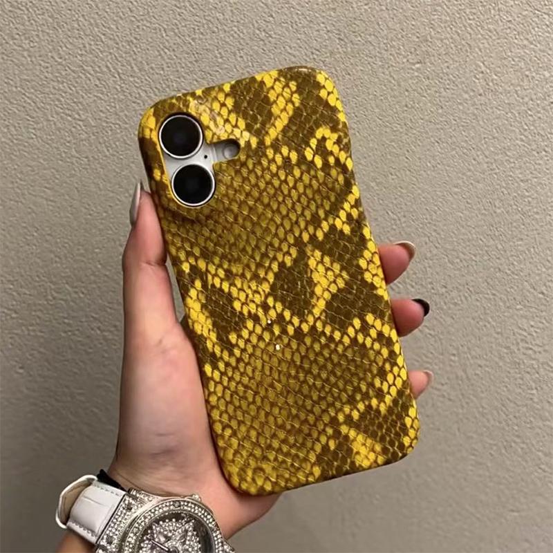 Модный шикарный кожаный чехол для телефона с текстурой змеиной кожи для iPhone 16 15 14 13 Pro Max Мягкая силиконовая задняя крышка