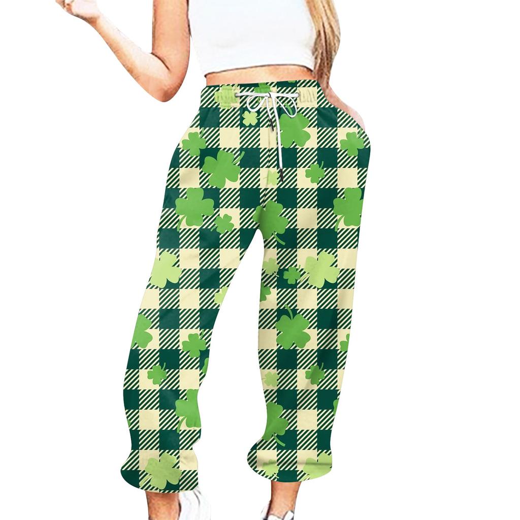 Women's Casual St. Patrick's Day Print Casual Drawstring Elasticated Waist Drawstring Pants