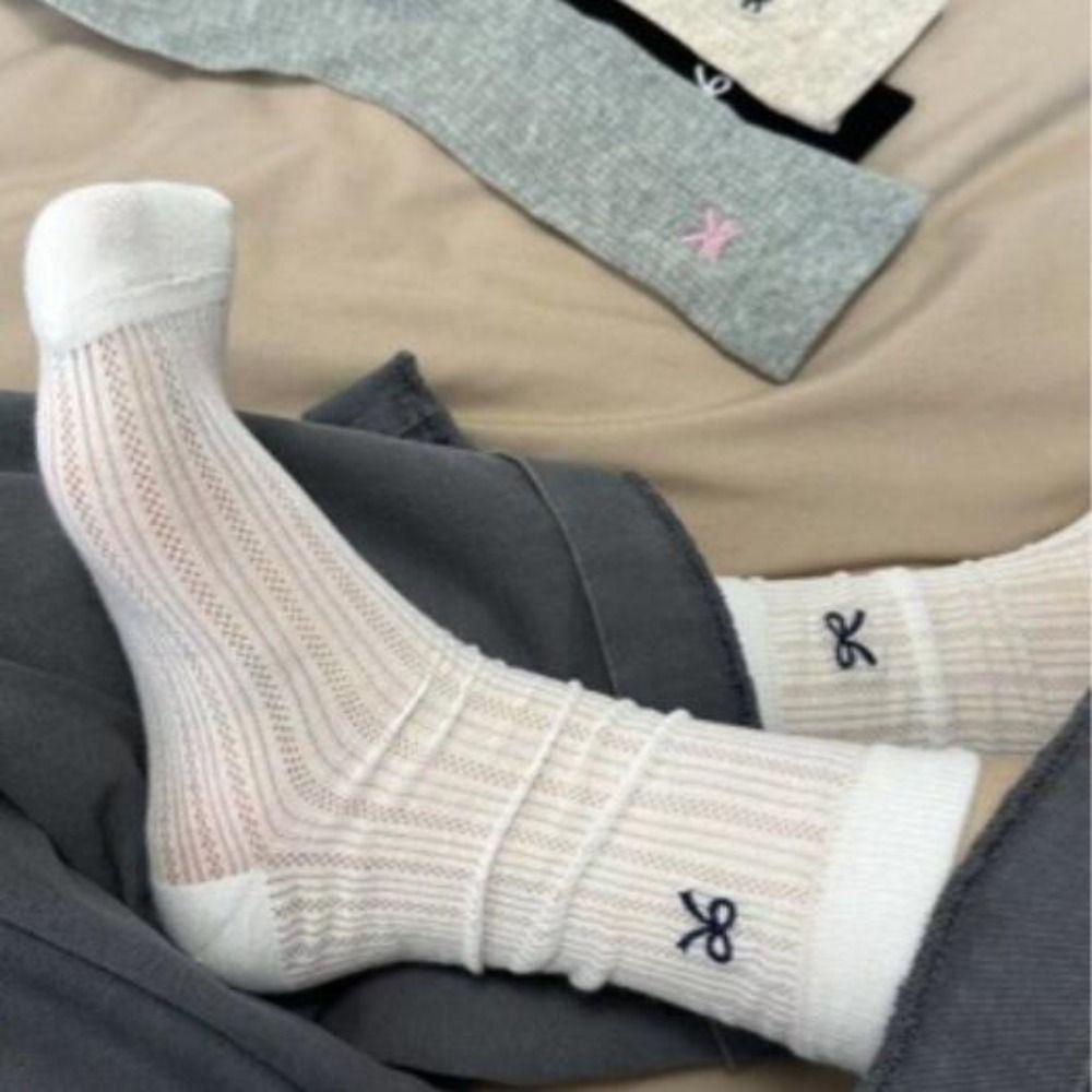 Spring Summer Bowknot Socks Breathable Cotton Socks New Long Socks