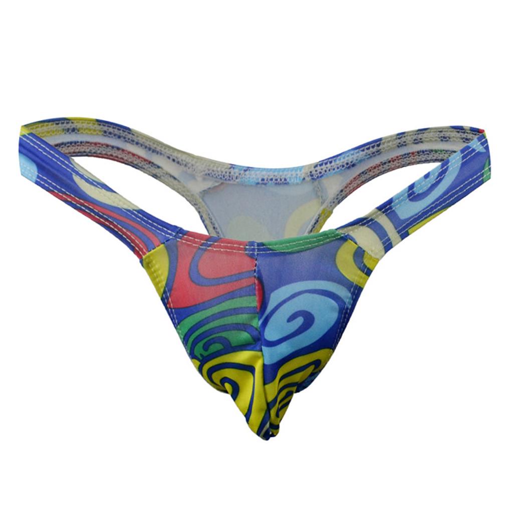 Мужские модные эластичные стринги с Т-образной спинкой, микро-стринги, трусы, нижнее белье