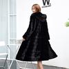 Autumn and Winter Women's Plus Size Slim Mid-length Imitation Mink Fur Coat Faux Fur Collar Thickening Hooded Jacket
