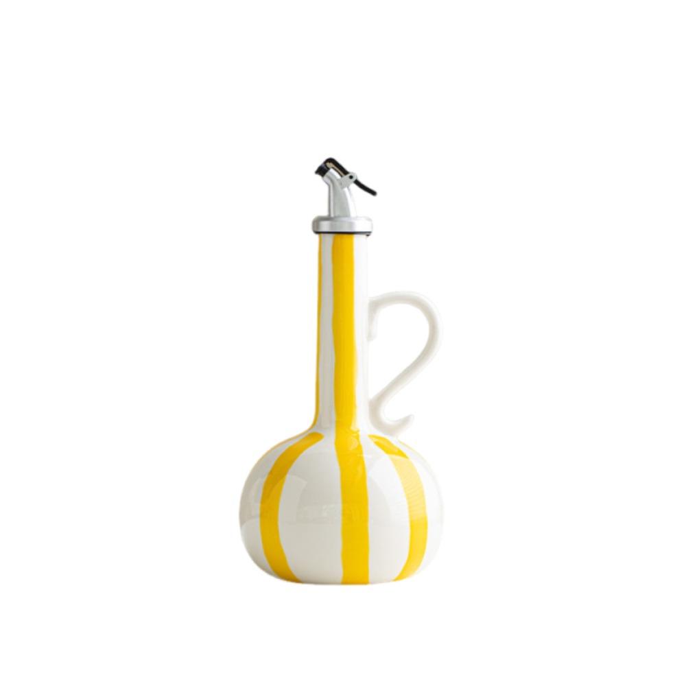 Nordic Style Ceramic Oil Bottle Hand-drawn Stripes Olive Oil Jug Cooking Equipment