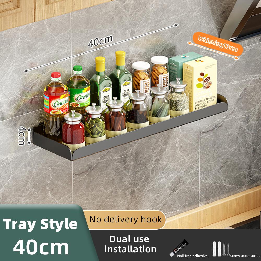 Кухонный органайзер для специй, настенные полки для специй без отверстий, кухонные полки для хранения, алюминиевые полки для приправ