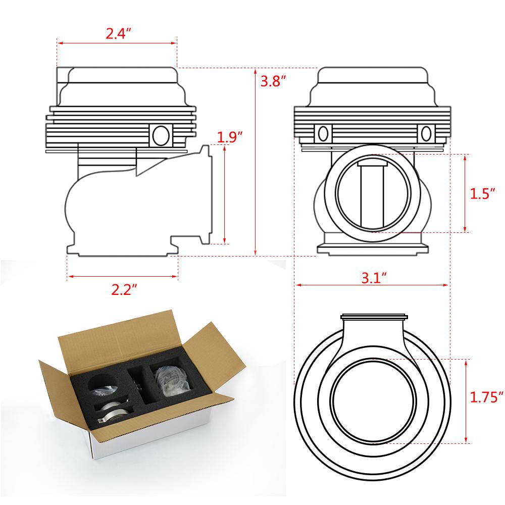 Внешний вестгейт 38 мм с V-образным фланцевым фланцевым турбовентилятором для турбо-коллектора Supercharge