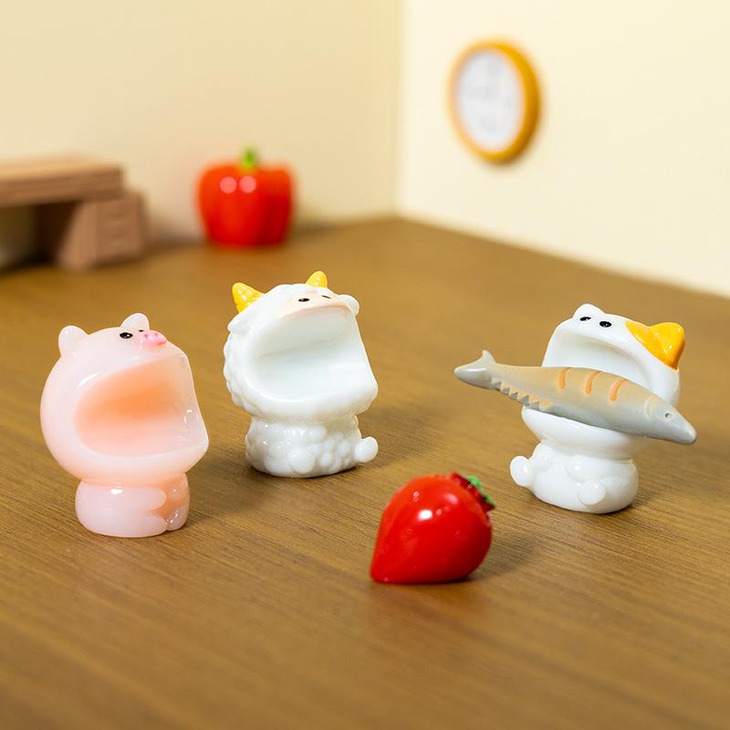 Микроландшафтные украшения, Садовый ландшафтный дизайн с животными с большим ртом, Декоративные изделия из смолы для домашнего рабочего стола, Маленькие украшения