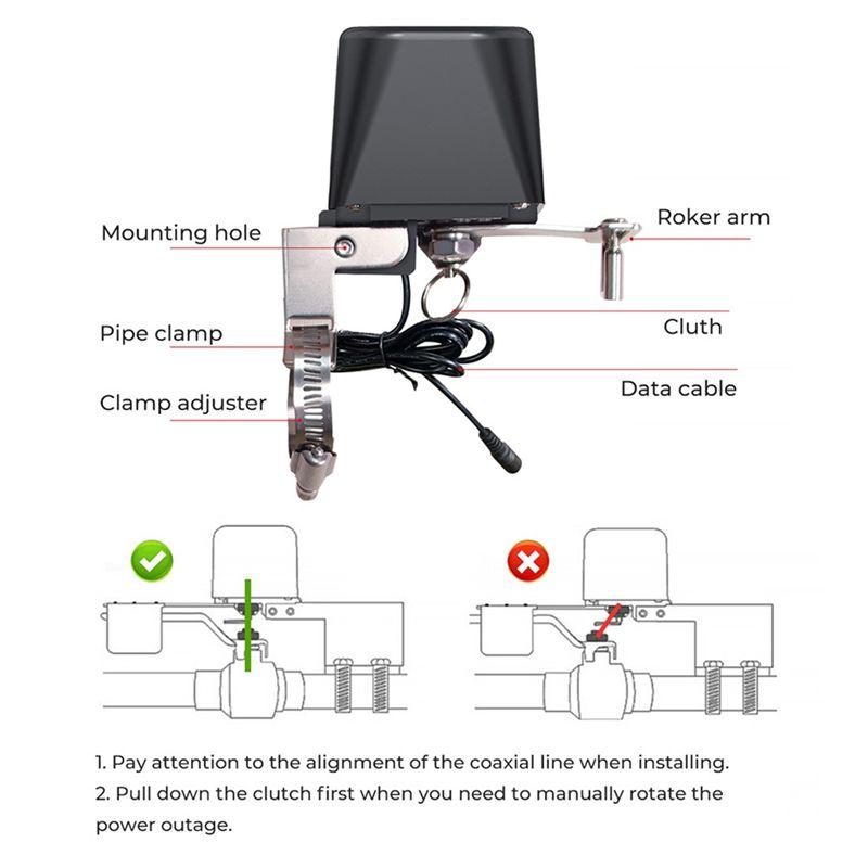 Feb.Wifi Robot Waterproof Valve Tuya Smart Remote Control APP Remote Control Water Pipe Gas Wireless Valve Switch US Plug