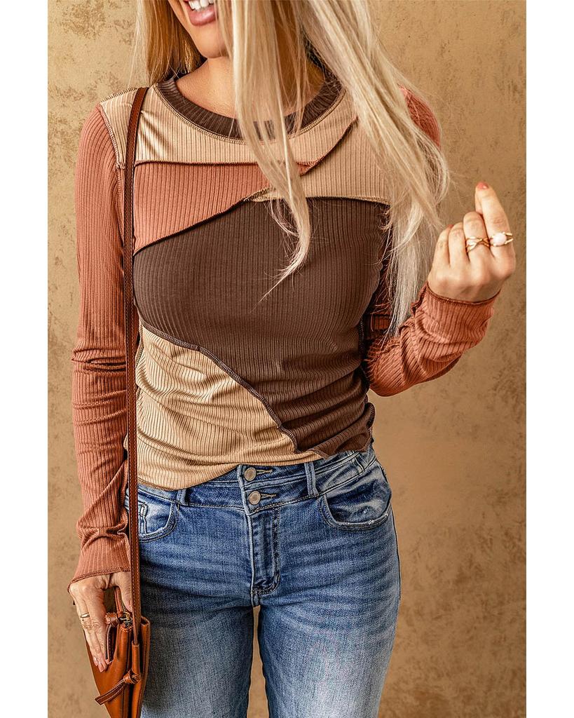 Azura Exchange Топ из трикотажного полотна в рубчик с цветными блоками