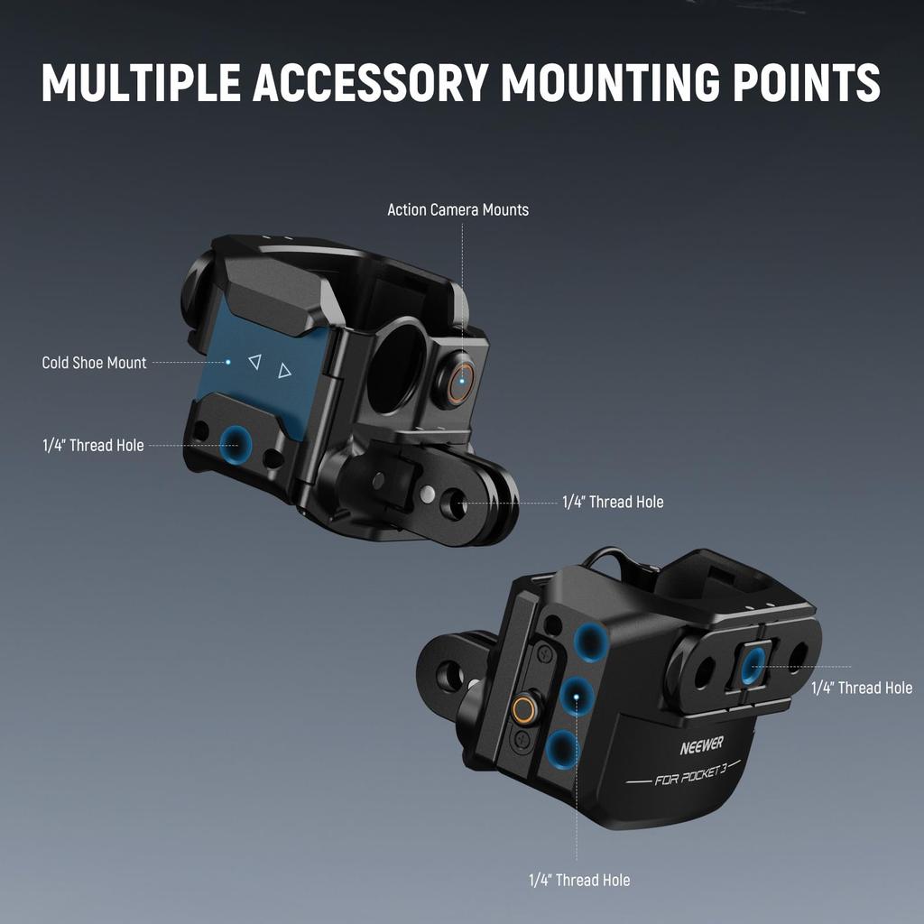 Клетка для экшн-камеры NEEWER для Pocket 3, алюминиевый подвес, видеоустановка, защитный чехол для видеокамеры с адаптером для камеры, совместимый с Osmo Pocket 3