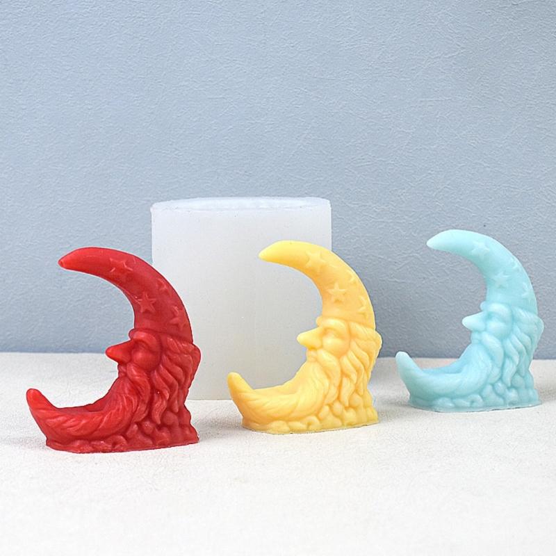 Moon Elder Shape Scented Candle Mold DIY Handmade Aromatherapies Candle Silicone Mold for Weddings and Festives Occasion