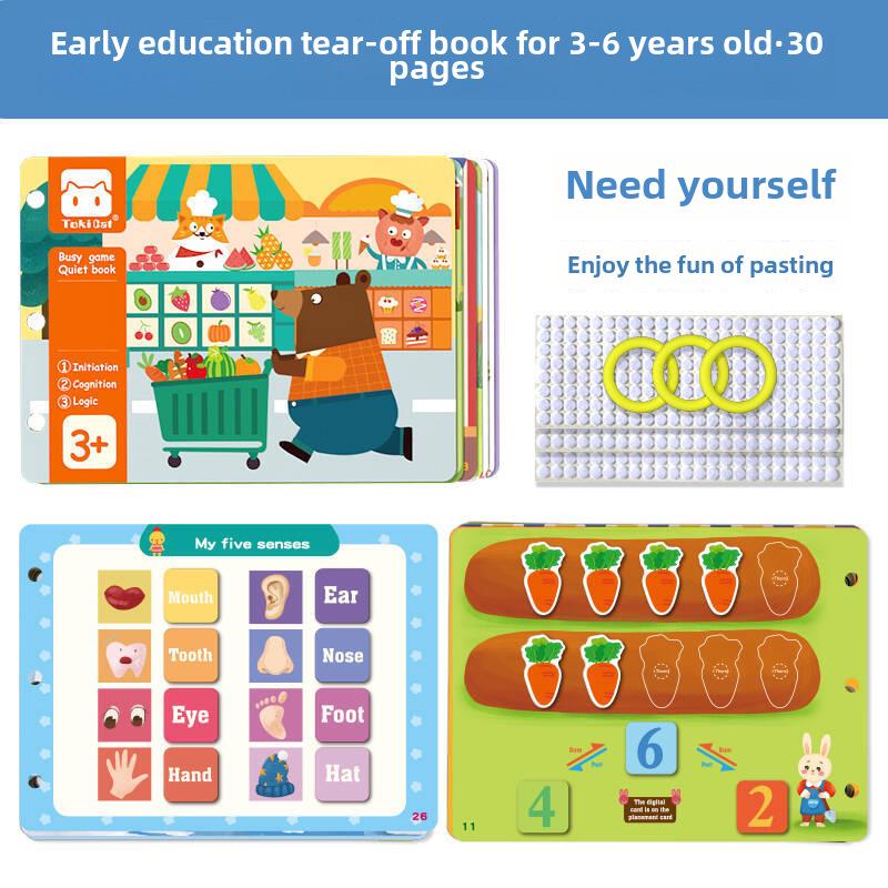 Детская тихая книжка с отрывными страницами: Развивающая игрушка на липучках