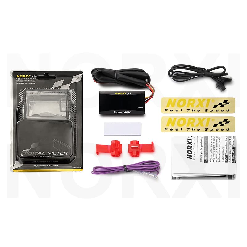 Norxi Digital Tachometer Motorcycle Meter Bicycle Tachometer Electric Tachometer RPM