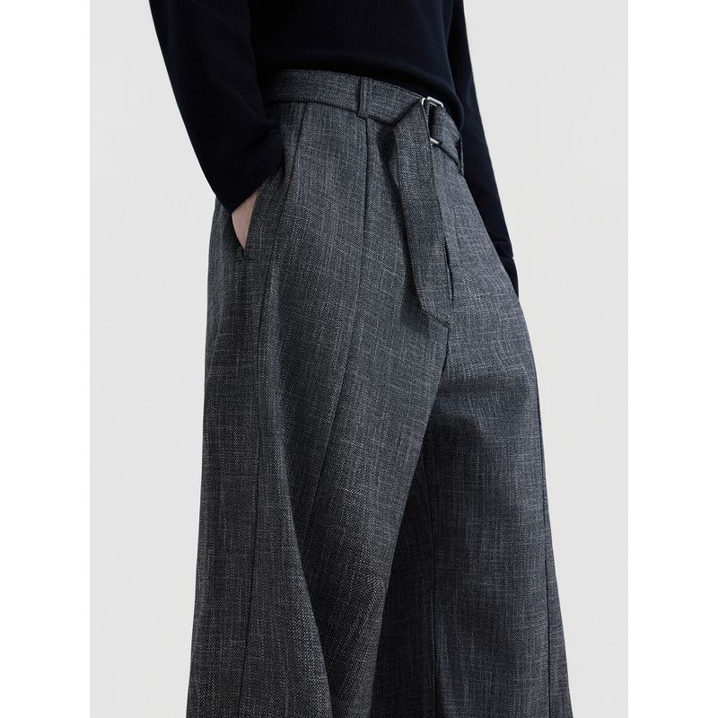 Blaexit Yuppie Стиль Старые Деньги Мужские Повседневные Брюки Свободного Кроя Драпировка Cleanfit из Смесовой Шерсти