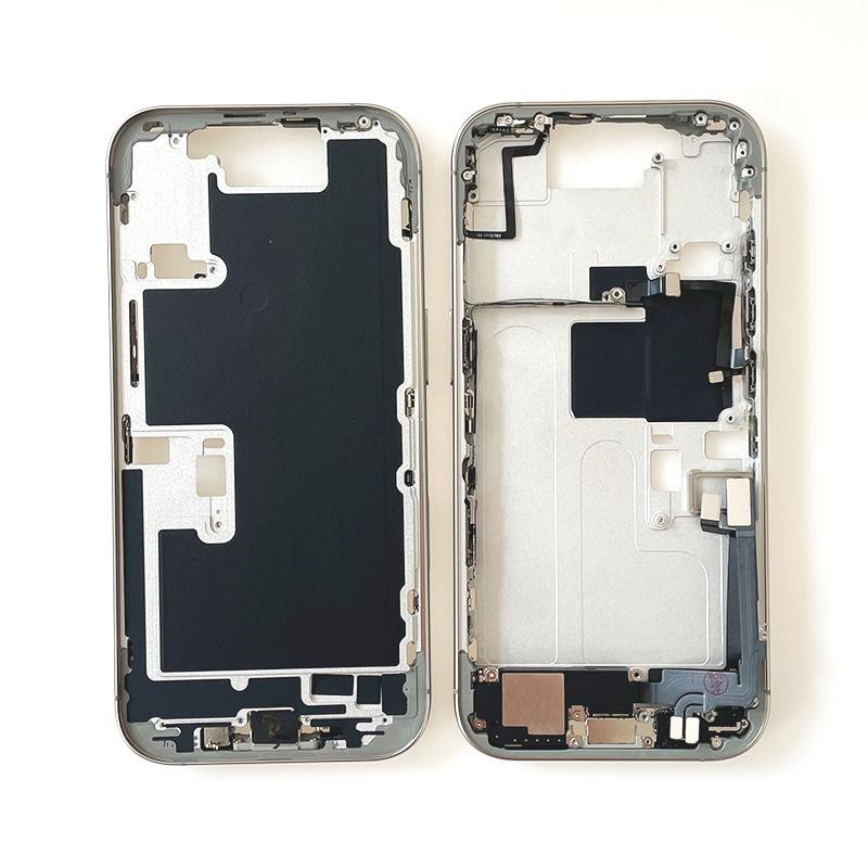 For iPhone 16 Pro Full Housing Middle Frame Bezel With Volume Power Flex Cable Side Button Chassis Repair Parts