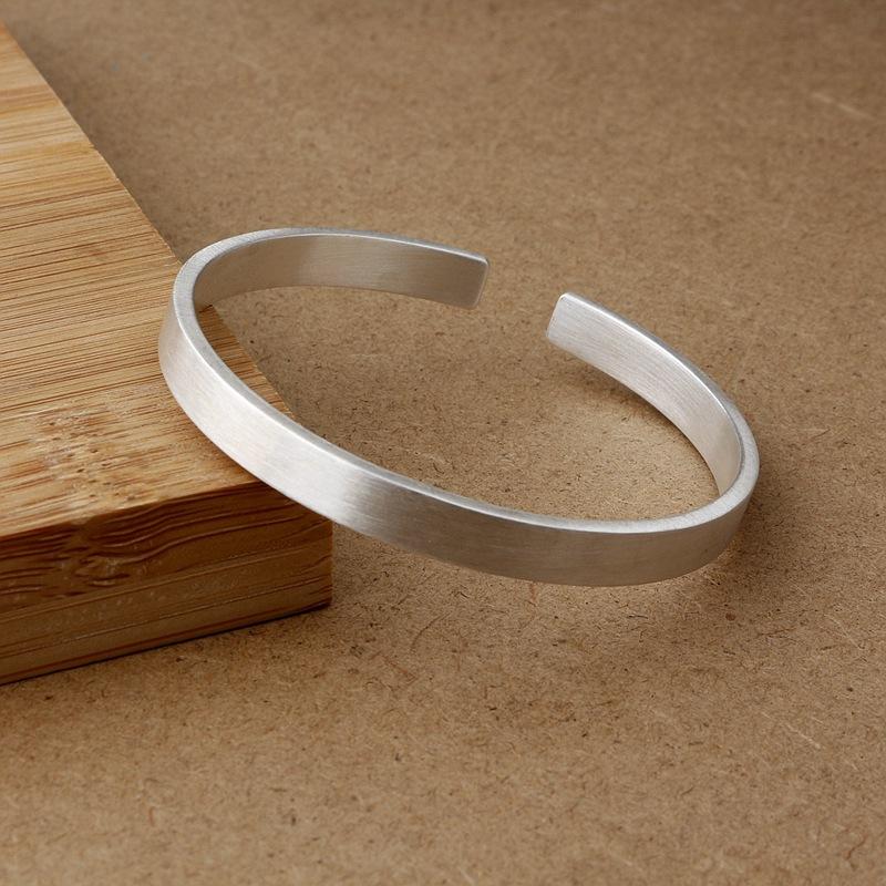 Seiko S999 Полный серебряный гладкий матовый браслет Простой мужской и женский открытый браслет для пар Браслет Браслет с выгравированными словами DIY Подарок