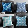 Сине-белая геометрическая наволочка из мягкой плюшевой ткани с двусторонней печатью Декоративная для дома Гостиной Подарочная подушка