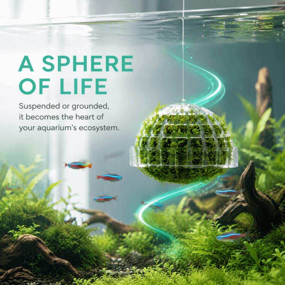 2pcs Detachable Aquarium Plant Holder Grid Mesh Shell Split Sphere Decor Aquascaping