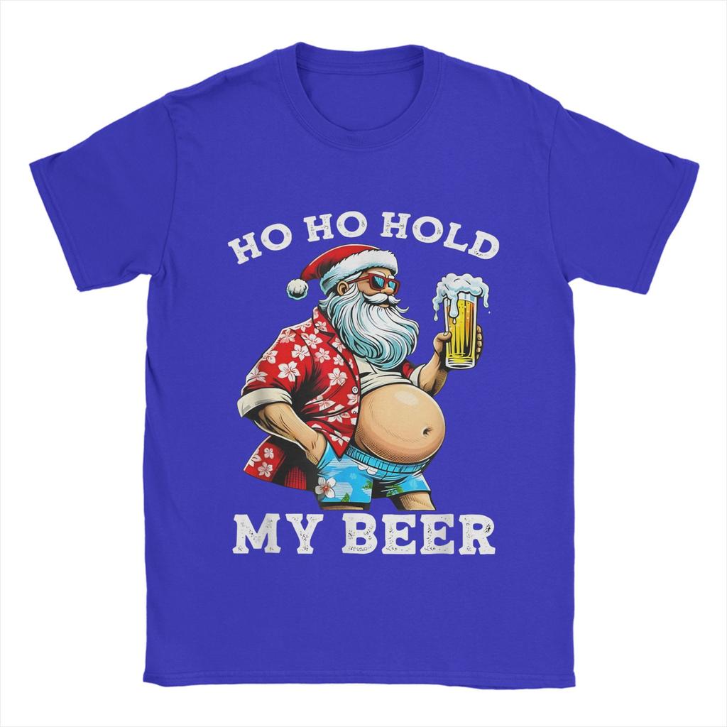 Christmas and beer T Shirts for Men 100% Cotton Novelty T-Shirt Round Collar Tee Shirt Short Sleeve Clothing Graphic