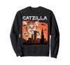 Vintage Funny Cat Retro Distressed Art Sweatshirt Catzilla, Kitten,