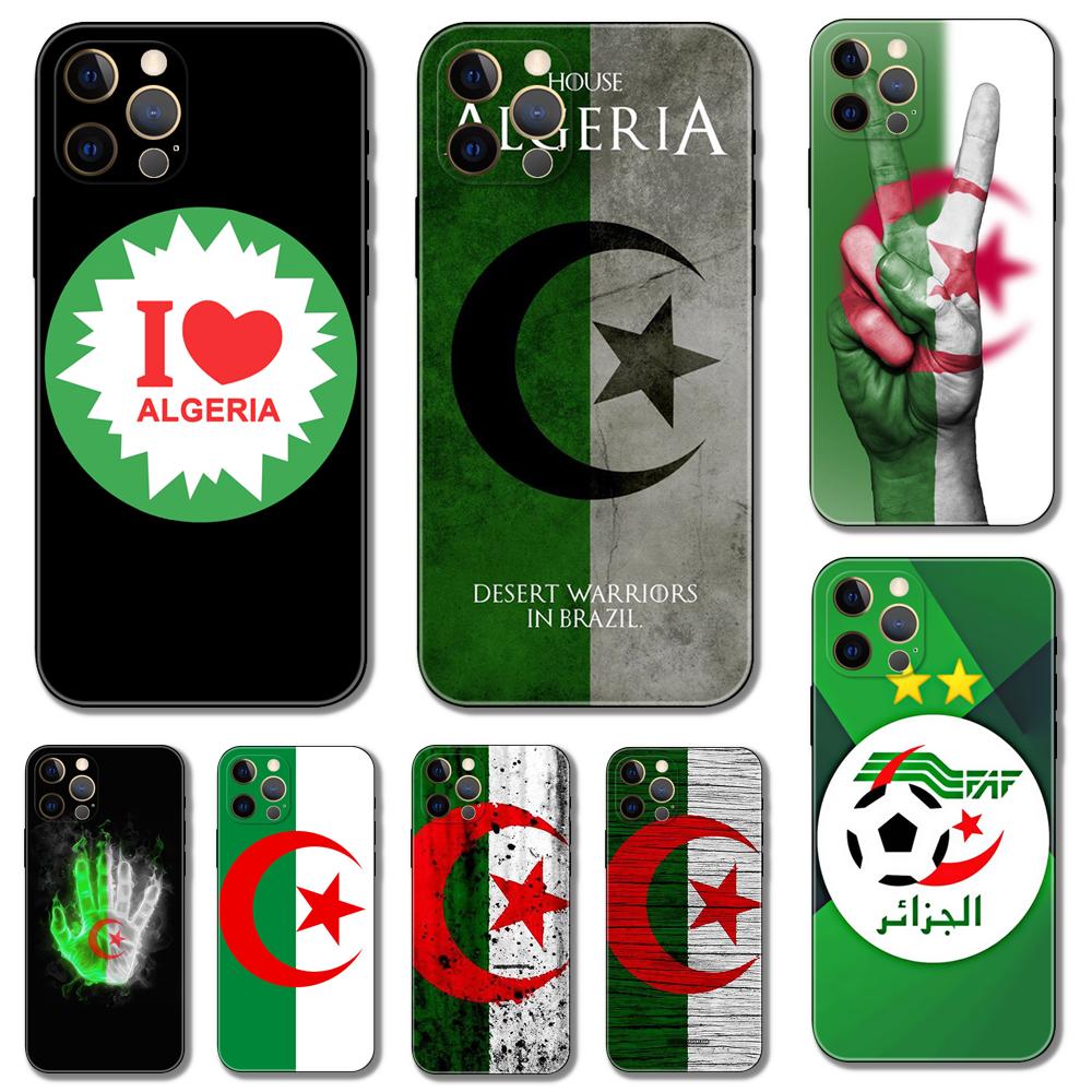 Чехол для телефона с национальным флагом Алжира для iPhone 5 5S 2020se 6 6s 7 8 plus x 10 XR XS 11 12 13 mini pro MAX, черная задняя крышка из ТПУ