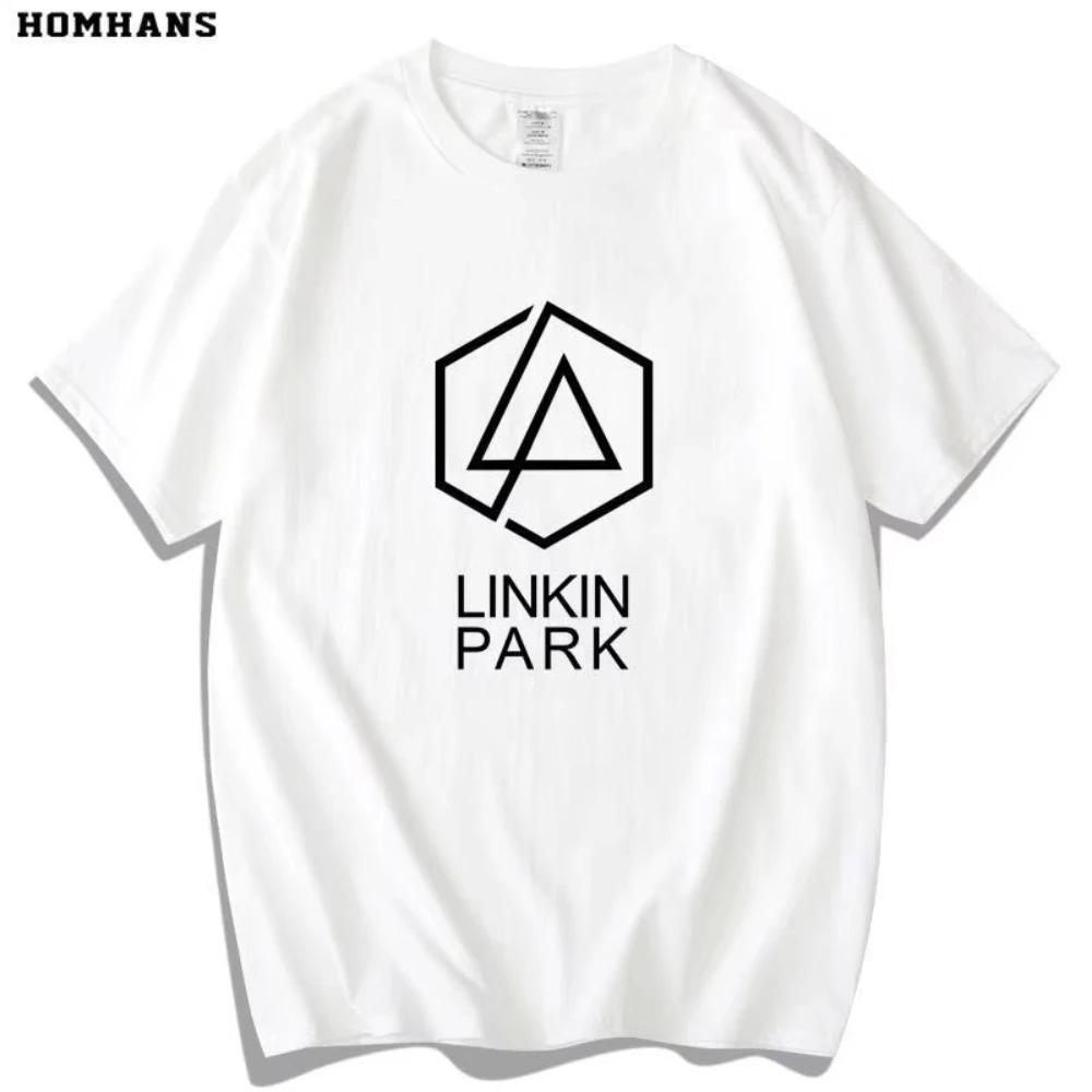 Красная футболка Han Lincoln Park с коротким рукавом Мужская Женская Linkin Park Европейская и Американская Музыка Рок-группа Модная Чистый хлопок Свободный Топ