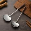 Antique Wood Handle Stainless Steel Stir-fry and Frying Shovel with Hanging Hole