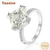 Tancise Jewelry Zircon Ring 11*11 White G Ice Flower Cut Diamond Wedding Ring Women Set Silver Ring.