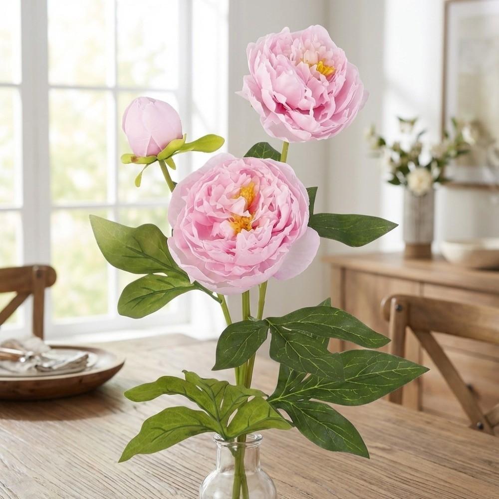 Real Touch Artificial Peony Flower Handmade Faux Peony Branch Vase Decor Fake Flower Teacher's Day