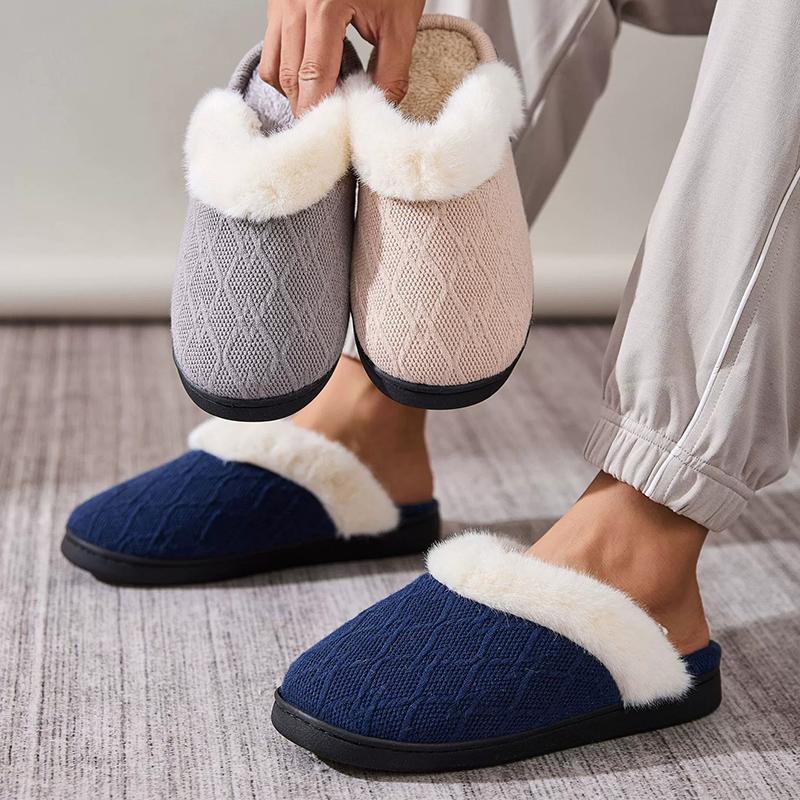 Fashion Slip On Platform Fur Slippers for Women Fashion Mix Color Furry House Cotton Slides Woman Light Non Slip Cotton Slippers Female