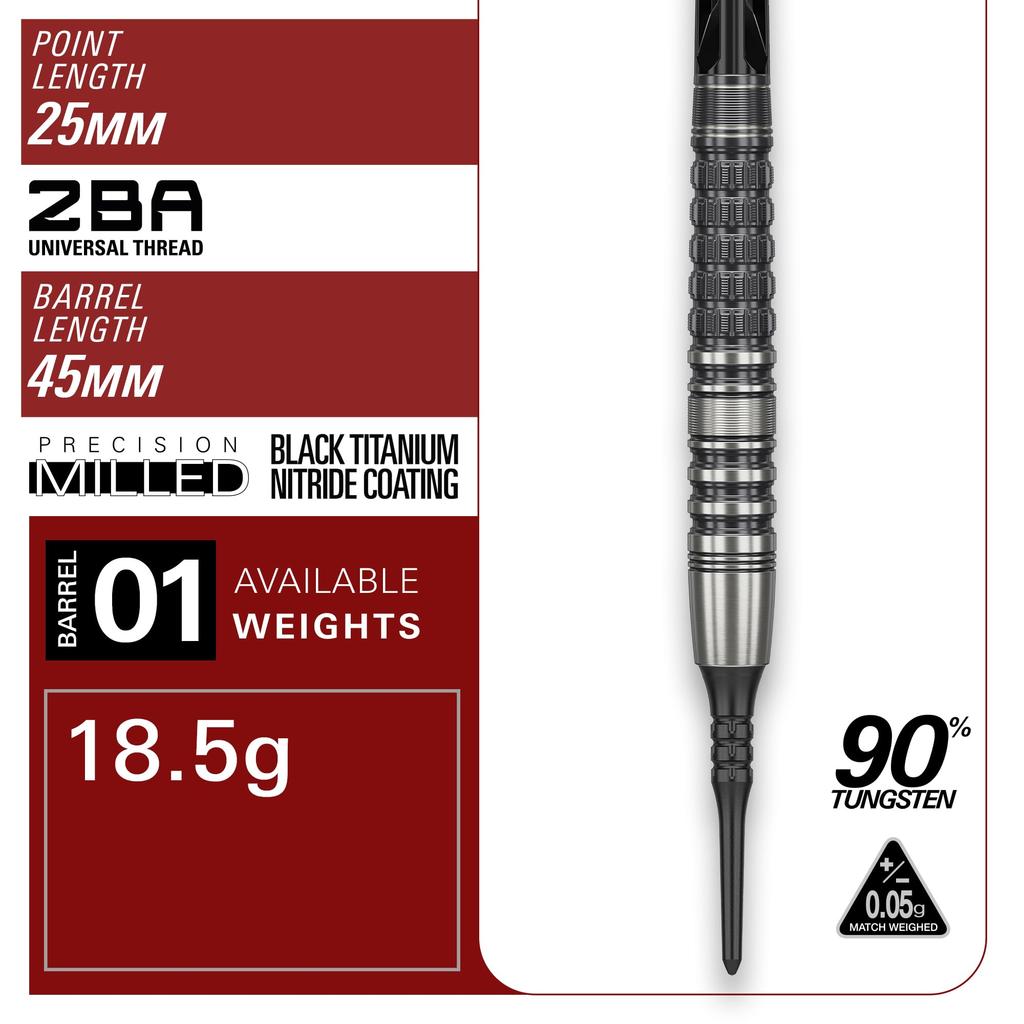Target Japan Black Marque Lumiere Tungsten Soft Tip Dart Black Pixel Tips Black 6 Flights and Shafts Marque Lumiere 3.0 90% K-Flex Set, 18.5G 2BA,