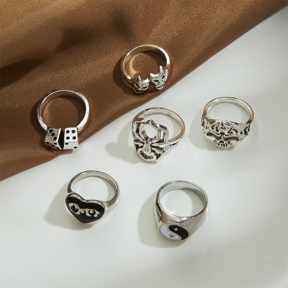 Элегантное и универсальное модное ретро кольцо-паук Тай Чи, простое кольцо из 6 предметов, популярные женские украшения