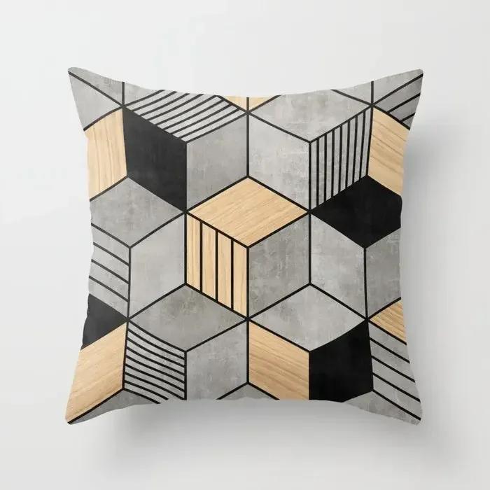 45x45cm Creative Wood Texture Marble Pillowcases Fashion Geometric Cushions Case Farmhouse Home Decor Sofa Couch Throw Pillows