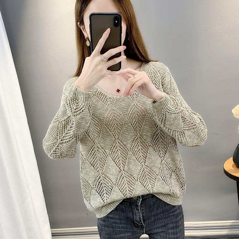 Свитера и трикотаж Женская тонкая накидка с открытой верхней одеждой Свободный топ с длинными рукавами весна и осень