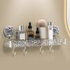Bathroom Storage Rack with Hooks Transparent Wall-mounted Punch-free Self-adhesive Great Load Bearing Anti-slip Cosmetic Toothpaste