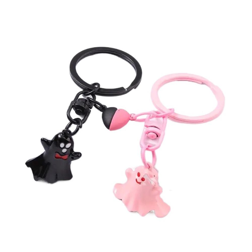 1Pair Couple Halloween Ghost Keychain Bag Hanging Key Rings Minority Magnetic Ghost Pendant  Gift
