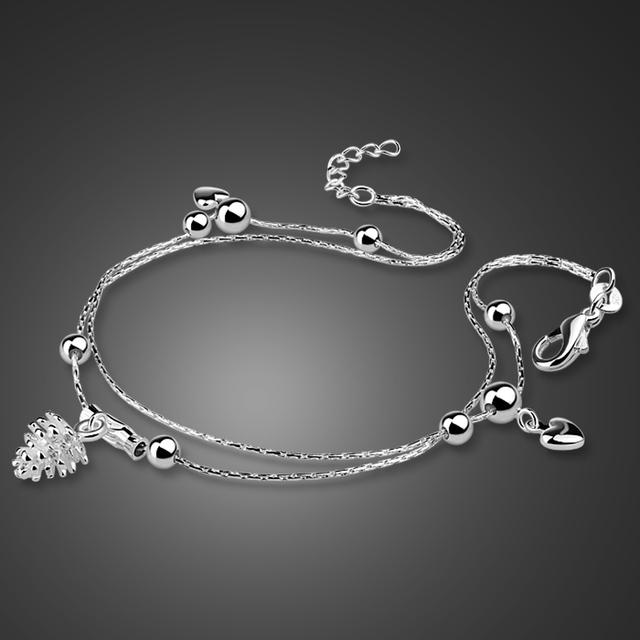 Cute Silver Jewelry 100 %925 Sterling Silver Anklet Pineapple Pendant Design Solid Silver Anklet Girl Charm Birthday Present