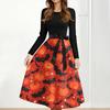 Women's Casual Fashion Halloween Printed Round Neck Vintage Dress