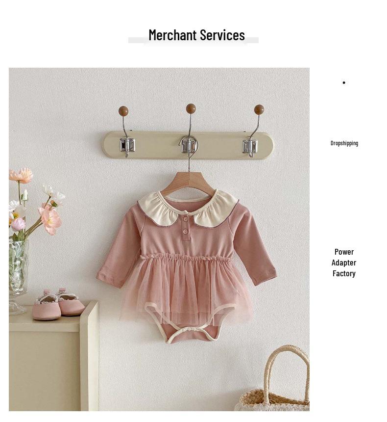 Новый осенний ромпер с длинными рукавами для маленьких девочек с сетчатым боди и воротником Питер Пэн