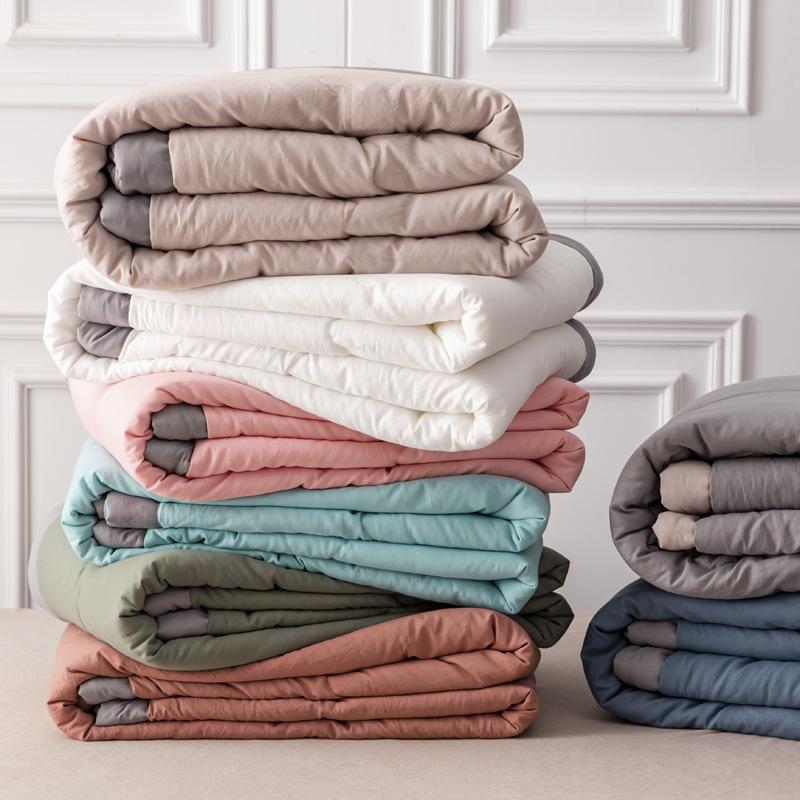 Однотонное одеяло летнее из стиранного хлопка с охлаждающим эффектом, Летнее одеяло, Однотонное тонкое одеяло-наполнитель, Приятное к коже одеяло