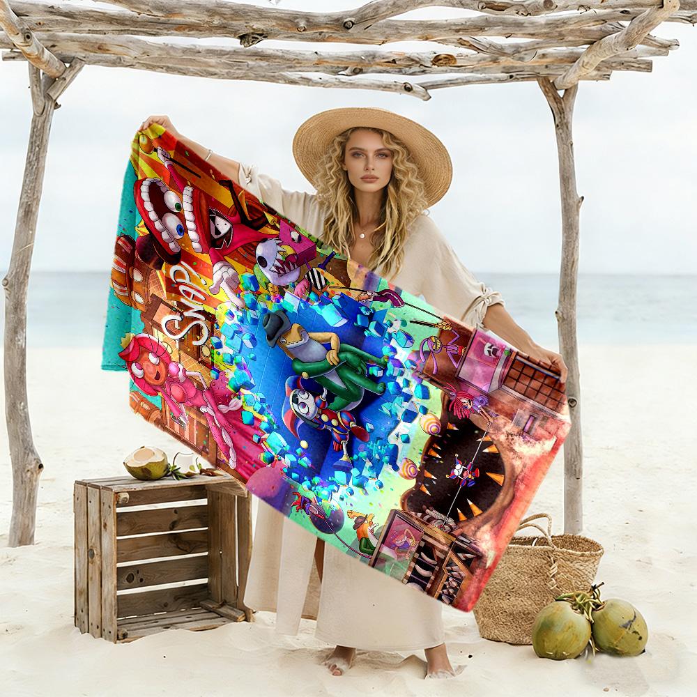 The Amazing Digital Circus Game Beach Towel Quick-Dry Soft Microfiber Comfortable Lightweight Suitable for Swimming, Gym, Camping, Yoga Vacation