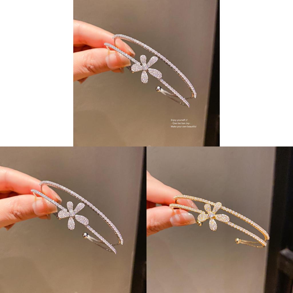 Элегантный двухслойный браслет-цветок с цирконами и кубическим сплавом для модной повседневной носки