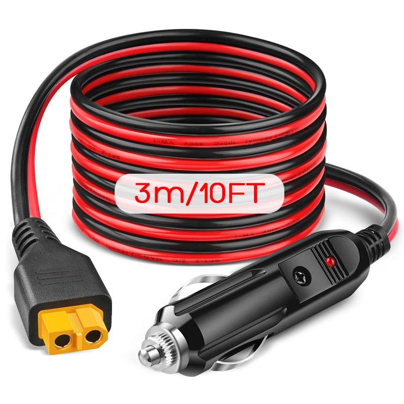 3m/1.5m 12AWG Car Cigarette Lighter to XT60 Adapter Cable for ALLPOWERS R600 R1500 R2500 S2000 Pro Ecoflow Delta/River Anker.