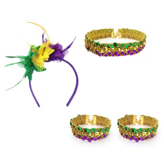 Аксессуары 1920-х годов Марди Гра воротник браслет блестки костюм реквизит женский хлопушка перо повязка на голову для карнавала маскарада