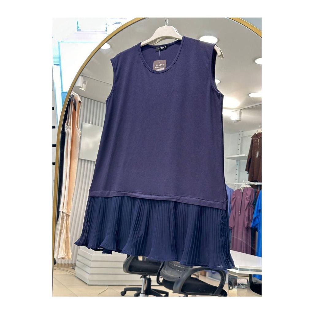 Плиссированная нижнее белье-туника из вискозы, черная