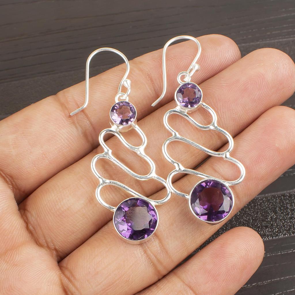 Украшения из африканского аметиста, серебро 935 пробы, дизайнерские серебряные серьги ручной работы для подарка на День благодарения