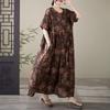 Короткий рукав Плюс размер Хлопок винтажный цветочный новый в платьях для женщин повседневный свободный Макси длинное летнее платье