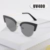 Мужские и женские металлические полуободковые модные солнцезащитные очки «кошачий глаз» Ретро Инс Уличный стиль Очки для глаз На открытом воздухе УФ400 Солнцезащитные очки