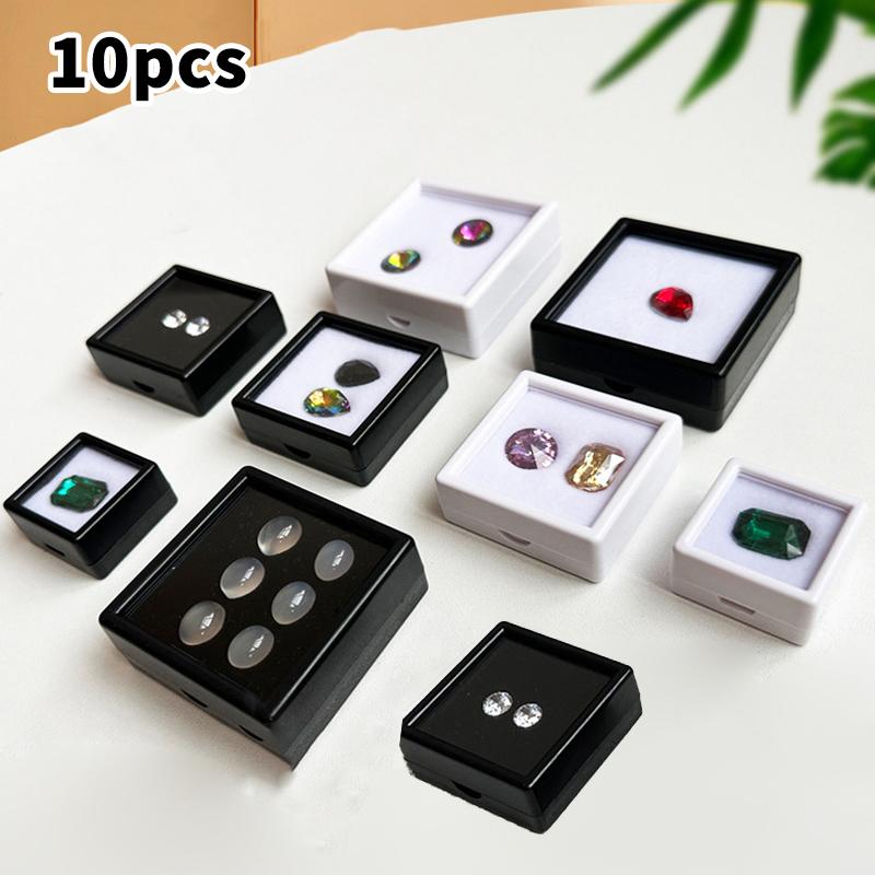 New 10Pcs Diamond Jewelry Organizer Gems Packaging Box DIY Disamond Ring Jewllery Case 2CM Gemstone Zirconia Gift Display Box